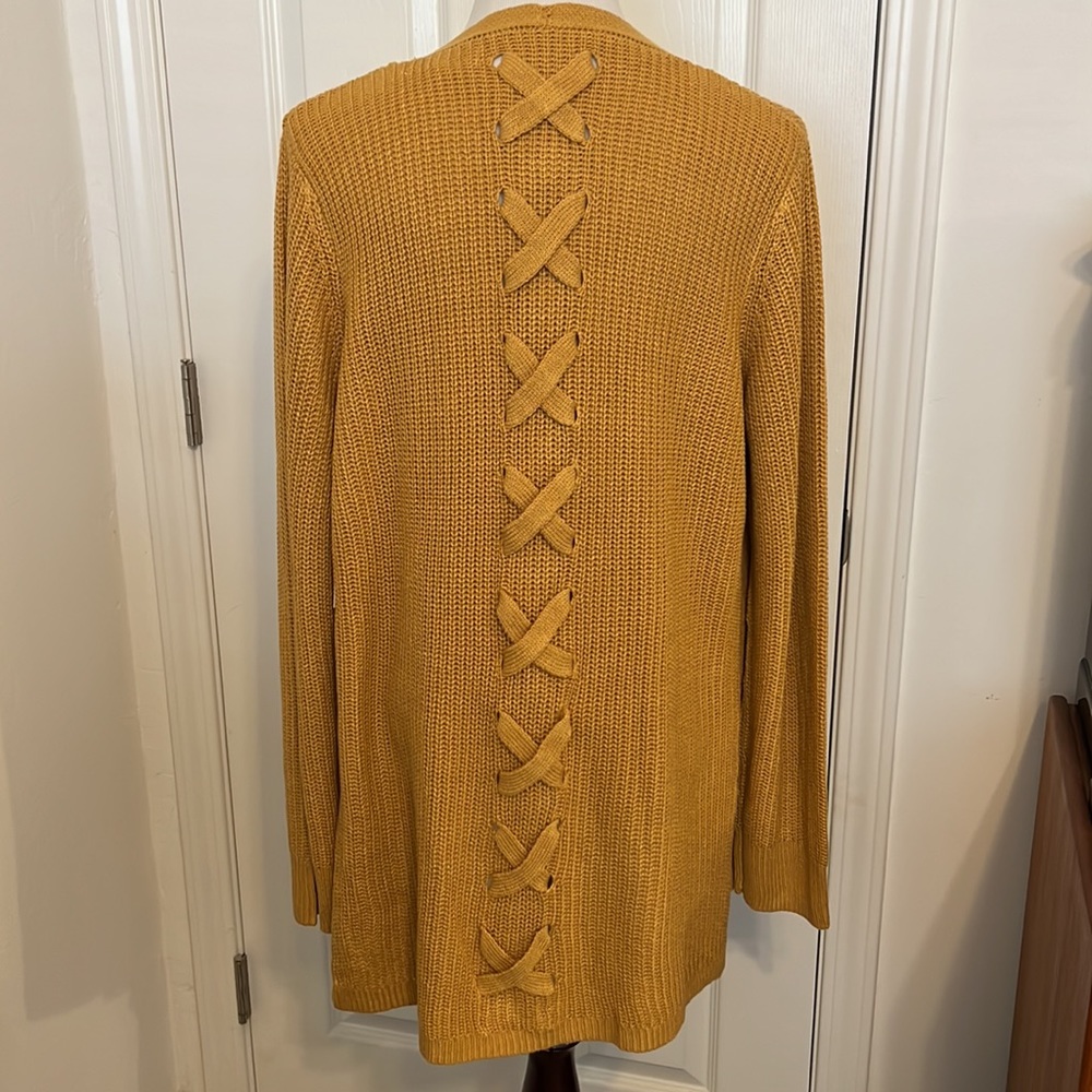 Mustard Open-Front Knit Cardigan - Women